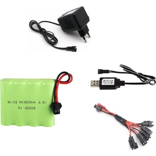 4.8v 1800mah NICD Battery + Charger Set For Rc toys Cars Tanks Robots Guns 4* AA 4.8v Rechargeable Battery Pack For RC Boat