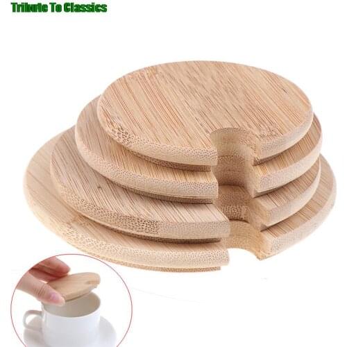 Various Sizes Bamboo Cup Coffee Mug Jar Glass Cans Wooden Lid Bottle Bamboo Cover Customized Rubber Seasoning Sealed Wholesale