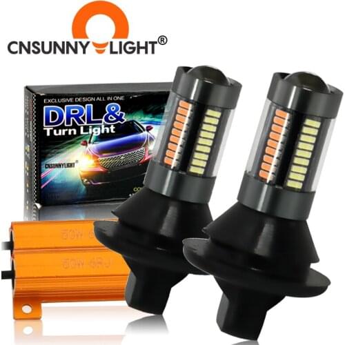 CNSUNNYLIGHT Car 1156 BA15S BAU15S 66SMD LED Turn Signal Light Amber Canbus T20 7440 Lamp Bulbs 12V DRL Day Running Lights White