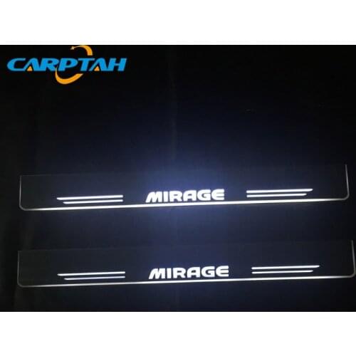 Carptah 4PCS Acrylic Moving LED Welcome Pedal Car Scuff Plate Pedal Door Sill Pathway Light For Mitsubishi Mirage 2012 - 2018
