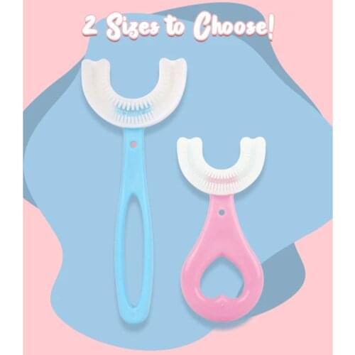 Children U Shape Toothbrush Portable Baby Silicone Toothbrush Mouth-cleaning Manual Cartoon Pattern Hand-held Version Rounded
