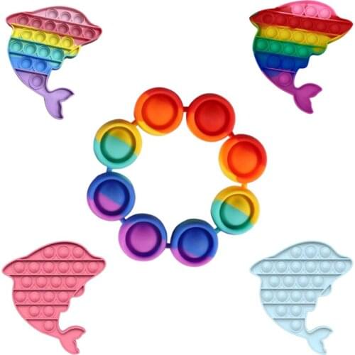 Kids Cute Fidget Toys Pack Fidget Reliver Stress Toy Rainbow Bracelet Push It Bubble Antistress Sensory Toy Поп Ит Антистресс