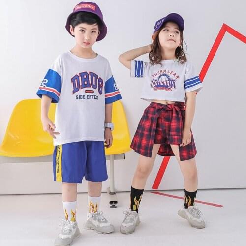Children Ballroom Skirts Jazz Dance Clothes for Girls Boys Hip Hop Dancing Costumes Sweatshirt Crop Tops Short Jogger Pants Wear