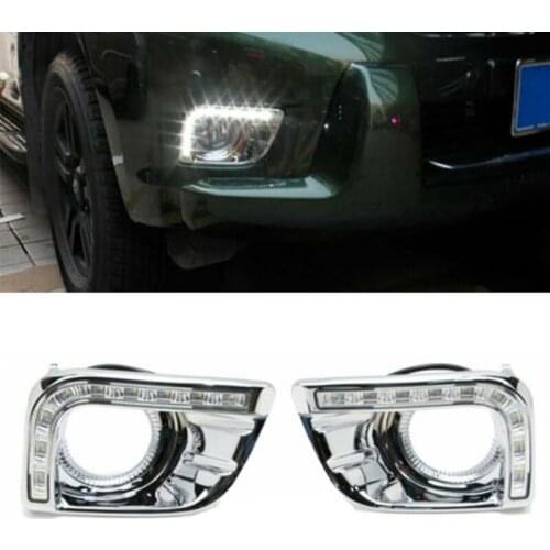 2PCS Driving Lights For Toyotas Prado 150 Fj150 Lc150 2010-2013 Land Cruiser Led Daytime Running Lights DRL Fog Lamp Cover