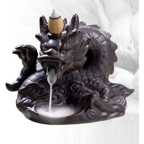 Traditional Chinese Dragon Backflow Incense Burner IPorcelain Incense Sticks Holder Smoke View Cool Incense Base for Home Decor