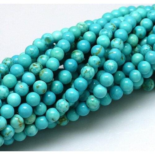 PandaHall 4/6/8mm 1 Strand Natural Tur-quoise Round Loose Beads for Jewelry Making DIY Design Bracelet Accessories