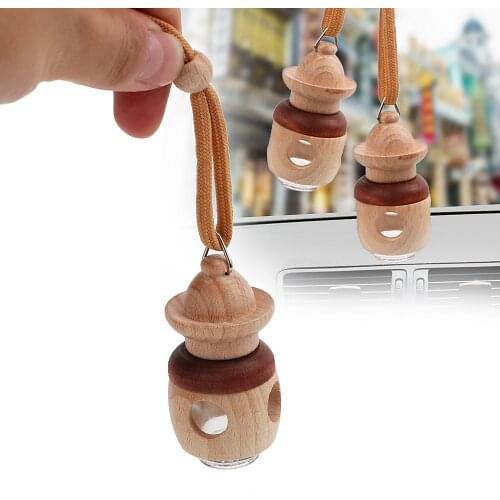 LEEPEE For Essential Oils Diffuser Car Hanging Perfume Bottle Rearview Mirror Ornament Empty Glass Bottle Air Freshener