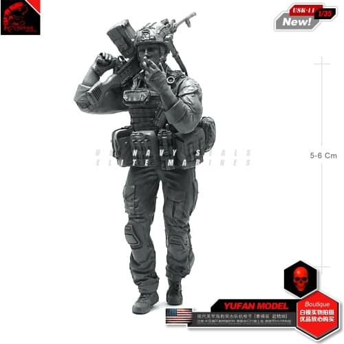 Yufan Model 1/35 Figure Modern Us Seal Machine Gunner Resin Soldier Model Usk-11