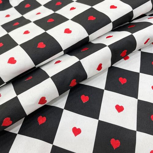 Fashion Black and White Lattice Heart Pattern Jacquard Fabric For Women Autumn Dress Pants and Suit DIY Cloth Sewing Material