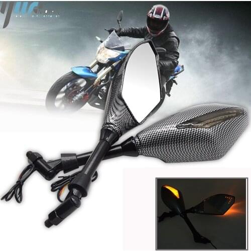 Motorcycle Rearview Mirrors LED Turn Signals Lights For Honda Suzuki Kawasaki Z800 BMW Yamaha V-Star XVS 650 950 1100 Ducati
