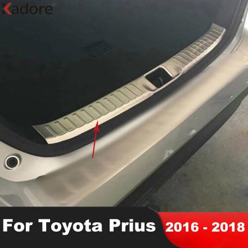 Inner Rear Trunk Bumper Cover Trim For Toyota Prius 2016 2017 Stainless Steel Tail Gate Door Sill Plate Car Styling Accessories