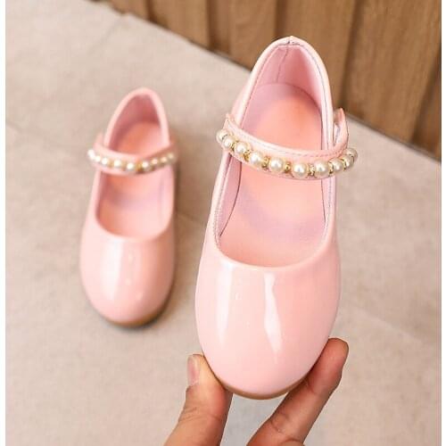 Girls Princess Shoes New Spring Autumn Party Leather Girls Shoes Fashion Childrens Pearl Soft Soles Baby Show Shoes E239