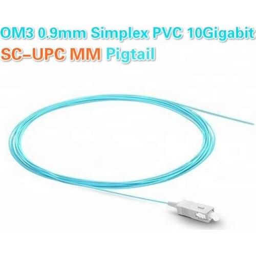 OM3 SC-UPC 0.9mm Simplex PVC 10 Gigabit Multimode OM3 SC UPC Fiber Optic Pigtail 50pcs 100pcs Lot