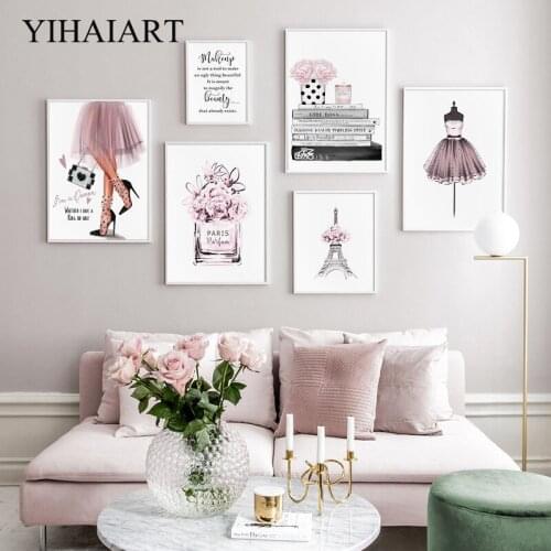 Paris Perfume Book Makeup Canvas Poster Fashion Art Print Wall Painting Salon Beauty Decoration Picture Modern Girls Room Decor