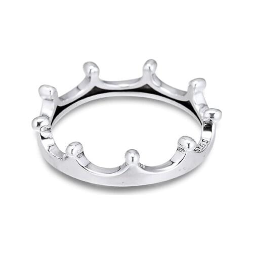 Polished Crown Ring Sterling Silver Jewelry Rings For Woman Party Fashion Female Rings Jewelry Making Free Shipping