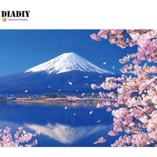 Full round drill 5D DIY Diamond embroidery Snowy mountain cherry Diamond Painting Cross Stitch Rhinestone Mosaic decoration gift