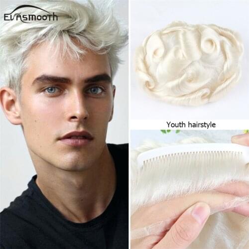 Professional Salon Men Toupee White Mens Wig Invisible Knot Full Lace Front Wig Hair System For Men Natural Hairline Remy Hair