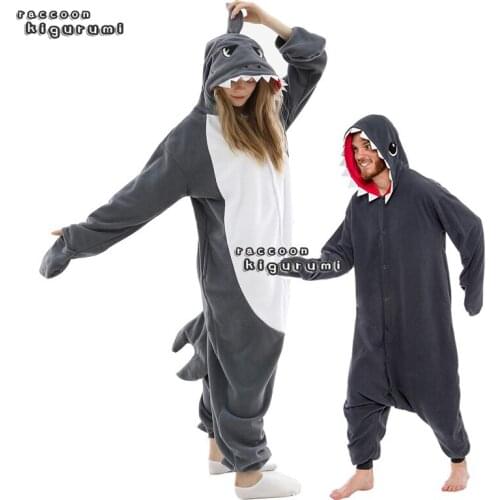Animal Shark Christmas Woman Fleece Onesie Kids Unicorn Winter Halloween Cartoon Unisex Cosplay Pajama Raccoon Kigurumi Adult