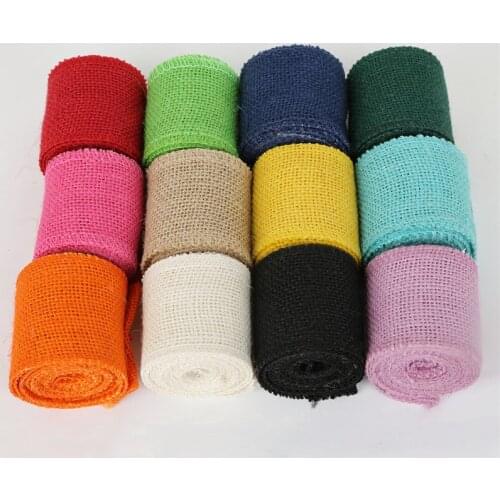 2m/bag Width 6cm Colorful Natural Jute Burlap Ribbon Jute Fabric Roll Hessian Ribbon Trims Tape Rustic Wedding Party Decor