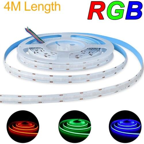 4M Length IP20 RGB COB LED Strip Light 14W/M 12V 24V Color Changing Linear Tape For Bedroom