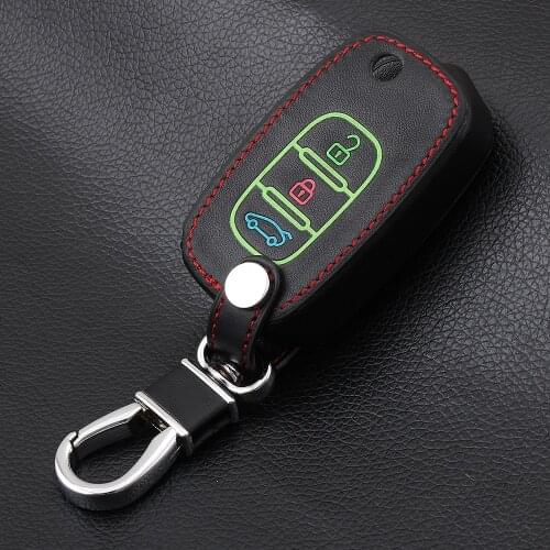 Luminous 3Button Car Key Leather Case Keychain Cover for Lada Sedan Largus Kalina Granta Vesta X-Ray XRay for Renault Key Shell