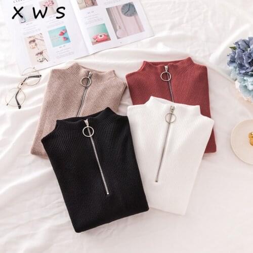 Casual Zipper Turtleneck Sweater Women Solid spring autumn female Knitted sweater Pullovers long Sleeve chic Soft Jumper top