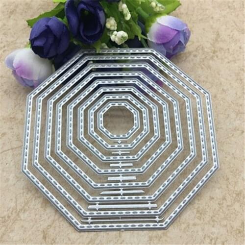 Octagon 8pcs stitched Frame Stencils Die cut Metal Cutting Dies For DIY Scrapbooking Photo Album Decorative