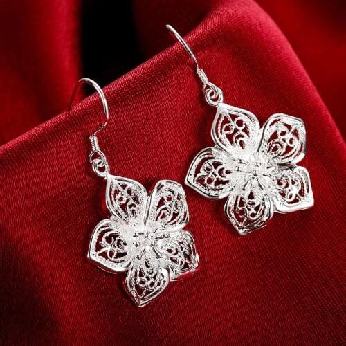 High Quality Jewelry 925 Sterling Silver Earring Fashion Retro Flowers earrings for women luxury Gifts