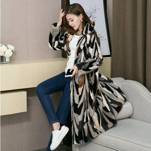 Genuine real natural mink fur coat womens fashion multi-color colorfull English collar warm winter waistcoats custom any size