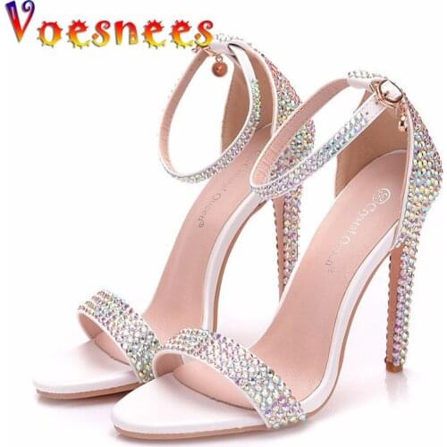 2019 Summer New Women Sandals Crystal Pumps High Heels 11CM Bling Lady Party Wedding Shoes Pumps Bridal Shoes chaussures femme
