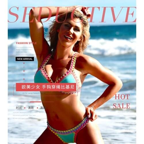 Women Sexy Neoprene triangle swimsuit swimming wear bikini set