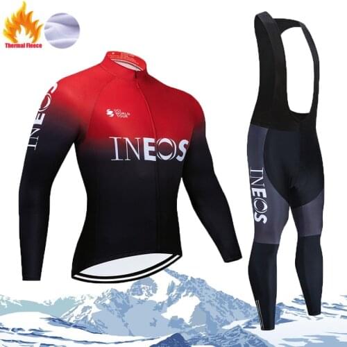 INEOS Winter Thermal Fleece Long Sleeve Cycling jersey Set bib Pants Ropa Ciclismo Bicycle Clothing MTB Bike Men Clothes Suit