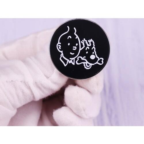 The Adventures Of Tintin Pin tintin and snowy button badge Cartoon Characters Fashion Jewelry Gift