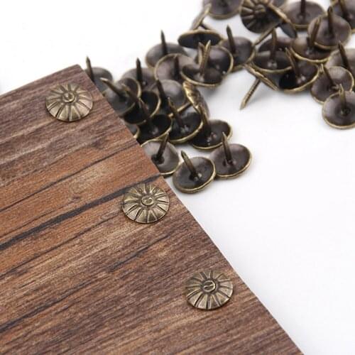 Gold Brass Decorative Nails Tacks Applied Jewelry Gift Box Table Pushpins Furniture Hardware Woodwork Tool 11X16 mm 100pcs