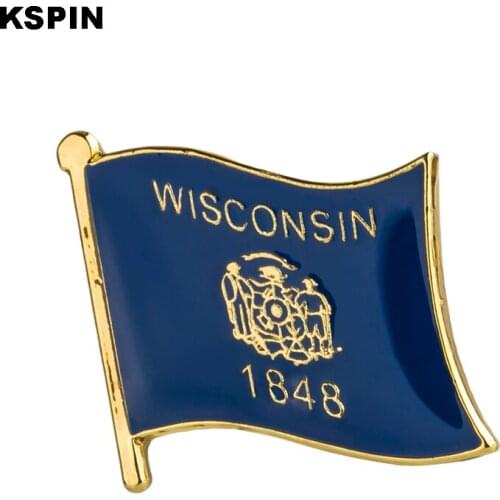 U.S.A Wisconsin State Badges Flag Badge Flag Lapal Pin On Backpack Pins For Clothes 10pcs XY0232