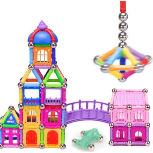 128pcs set Magnetic stick building blocks magnetic magnet futhermore male 3 - 6-7-12 girl&boy toy