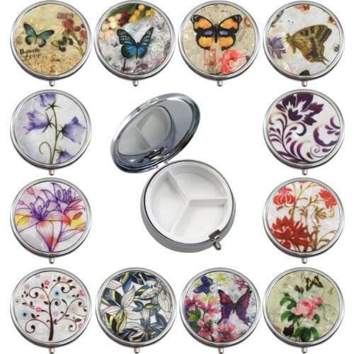 2PCS Colorful Medicine Organizer Box Portable Pill Storage Container Box Folding Mini Pill Case Metal Pill Cutter Pills Case FB