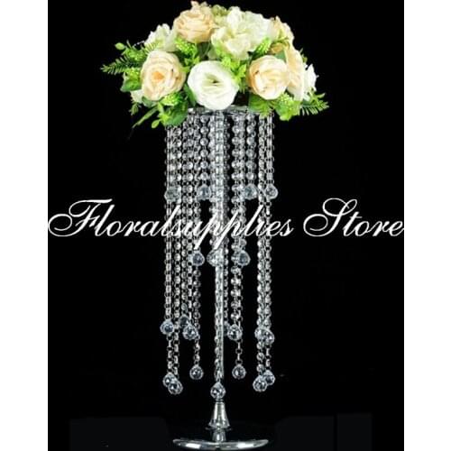 2021 New 60CM 4-Layers Acrylic Flower Rack Metal Flower Stands Wedding Table Centerpiece Party Event Road Leads Home Decor