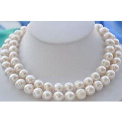 35" 11-12mm South Natural white baroque pearl necklace