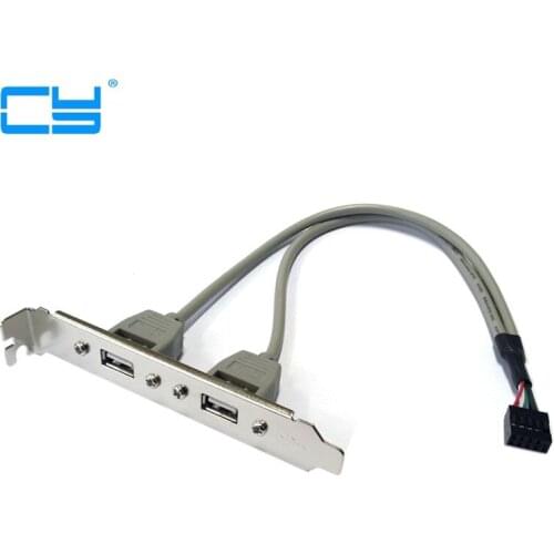 5pcs PCI USB 2.0 A type Female Screw to Motherboard 9p header cable 28cm with bracket