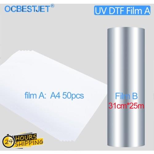 50PCS A4 Magic UV DTF Film A and film B Kit Transfer to Glass Ceramic Metal Phone Case for Irregular Shape surface