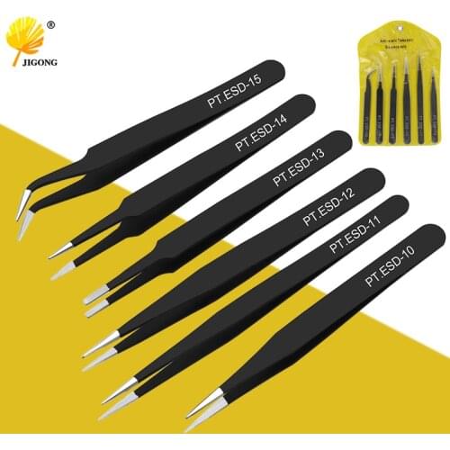 6pcs Fashion Nail Art Gel Picking Tool Rhinestones Gem Decor Black Eyelash Tweezers DIY hand clip