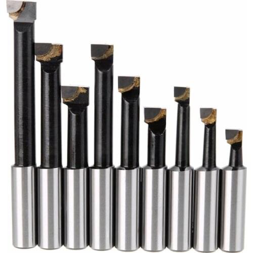 9Pcs Durable Alloy Shank Boring Bar Set Carbide Tipped Bars 12Mm For 2 Inch 50Mm Boring Head For Lathe Milling