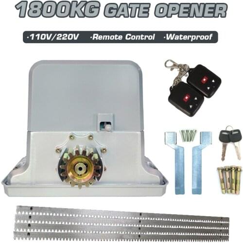 1800kg Automatic Electric Sliding Gate Opener Gear Driver with 4M Steel Rack Remote Control Sliding Door Engine Motor Closer Kit