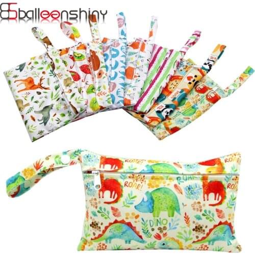 Balleenshiny Printed Stroller Diaper Bag for Mom Baby Bag for Mommy Wetbag TPU Waterproof Storage Bag Small Wet Bag Organizer