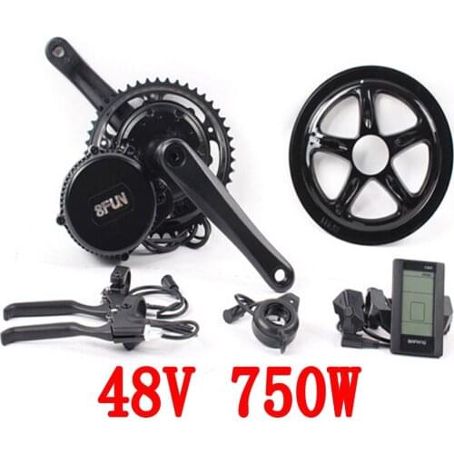 Free shipping 48v 750w 8fun/bafang motor C965 LCD BBS02B latest controller crank Motor eletric bicycles trike ebike kits