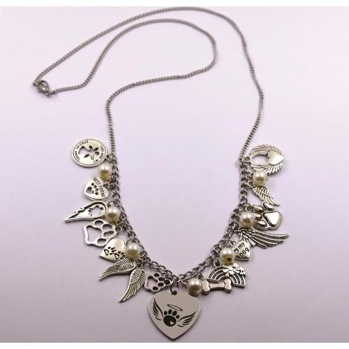 Paw print angel wings in heaven stainless steel chain dog angel pet loss pet owner best frined dog lover present necklace