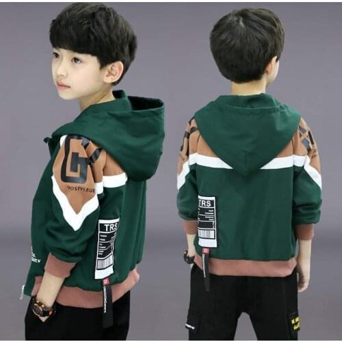 3 4 5 6 7 8 9 10 Year Spring Autumn Baby Boy Outwear Long Sleeve Jackets Coat Cartoon Letter Print Hooded Coat Outerwear Tops