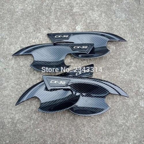 For Mazda CX-30 CX30 2019 2020 ABS Carbon Fiber Door Handle Bowl Cup Cover Protectors Car Accessories