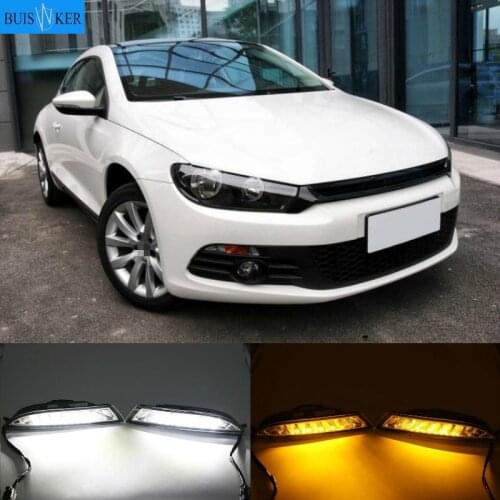 For VW Scirocco 2008-2013 Car Front LED side marker Lamp Amber Turn Signal Lights and White DRL Daytime Running Lights